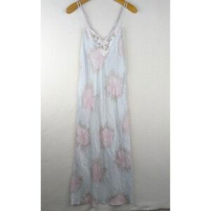 Vtg Jessica Lynn Silky Nylon Nightgown Floral Wet Look Sexy‎ Size Small TLC